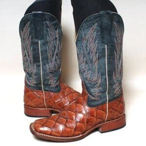 Horse Power by Anderson Bean Mens Cognac Filet Fo Fish Leather Cowboy Boot Sz 6